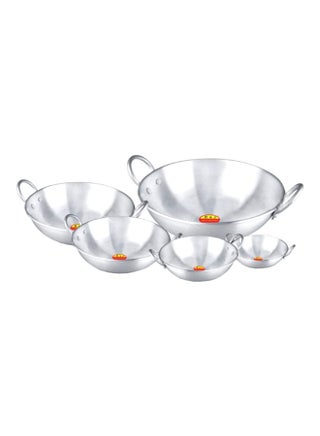 5-Piece Indian Kadai Cooking Pot Set Silver - v1586154757/N21007725A_1