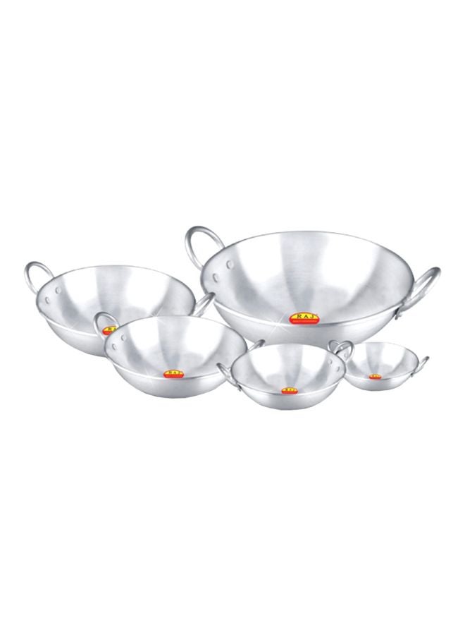 RAJ - 5-Piece Indian Kadai Cooking Pot Set Silver - Image 1