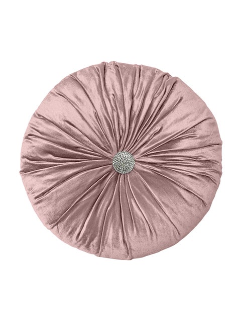 Velvet Round Decorative Cushion Pink 40x40centimeter