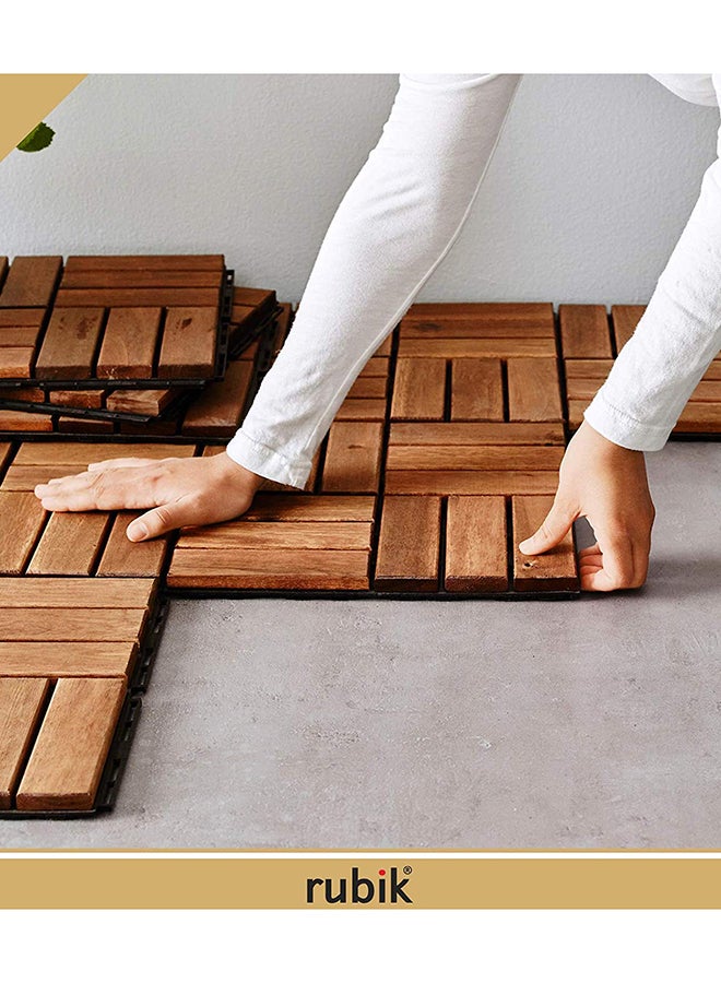 Rubik 9-Piece Acacia Wood Floor Tiles Set Brown - Image 4