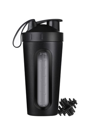 Stainless Steel Shaker Bottle With Whisk Ball Black 22x9cm - v1586177482/N35034065A_1