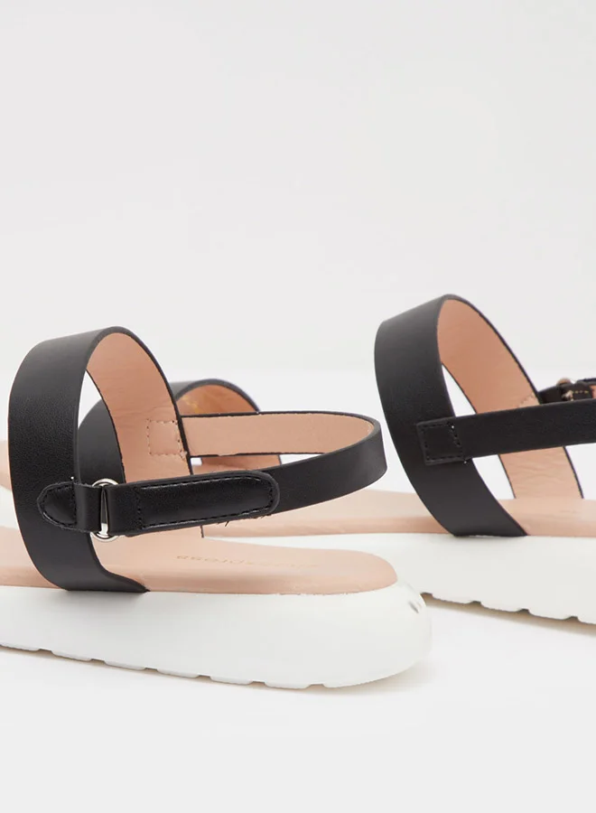 shoexpress Faux Leather Strap Sandals Black
