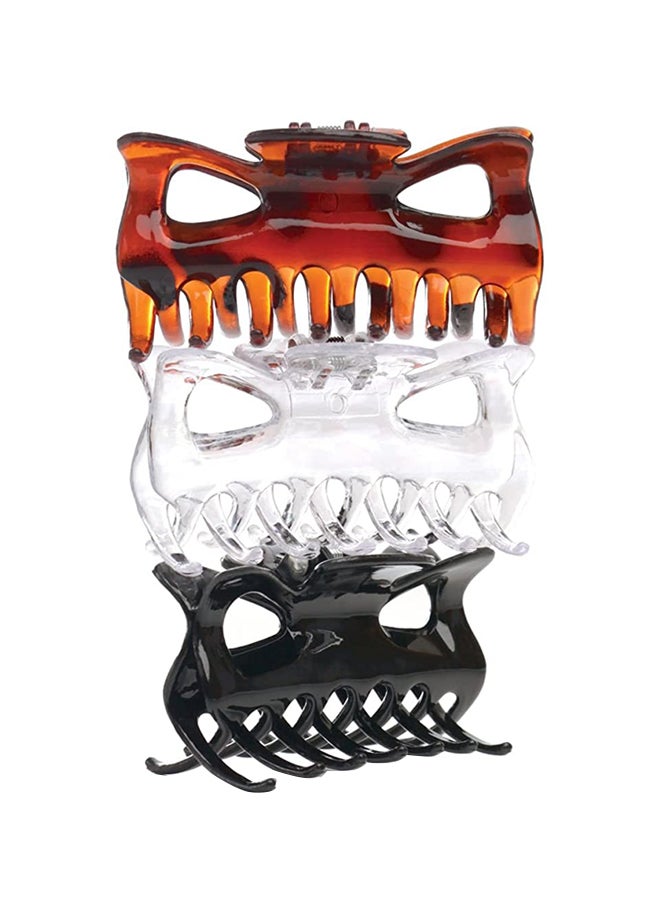 قودي  مجموعة مشابك شعر مخلبية مستطيلة كبيرة وكلاسيكية من 3 قطع متعدد الألوان 18سم - Image 1