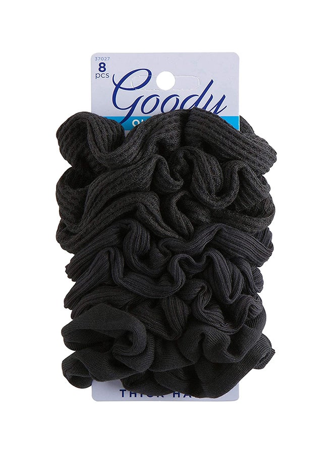 قودي  طقم ربطات شعر مطّاطية من 8 قطع أسود 16.5سم - Image 1