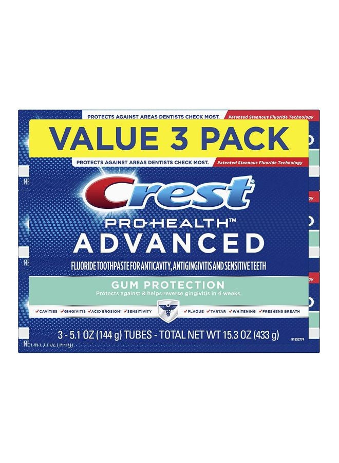 Crest Pack Of 3 Pro-Health Advanced Gum Protection Toothpastes 433grams - Image 2