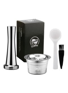 i cafilas 4-Piece Stainless Steel Refillable Coffee Capsule With Filter Set Silver/White/Black 8x3centimeter  - Image 1