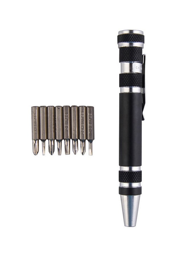 Magnetic Mini Portable Aluminum Tool Pen With Screwdriver Black 11cm - Image 1