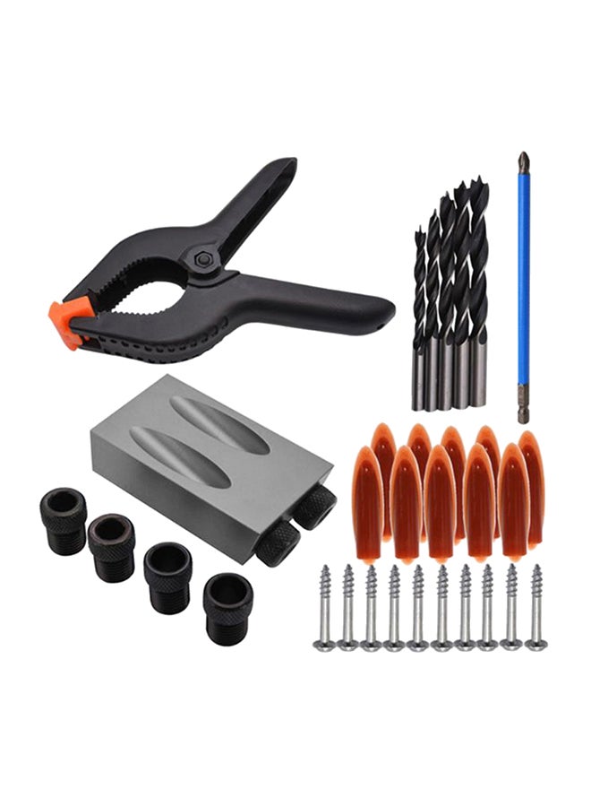 1/8/14/28/31/34PCS 15° Pocket Hole Screw Jig with Dowel Drill Carpenters Woodworking Drill Guide Woodworking DIY Tool Kit Multicolour  - Image 1