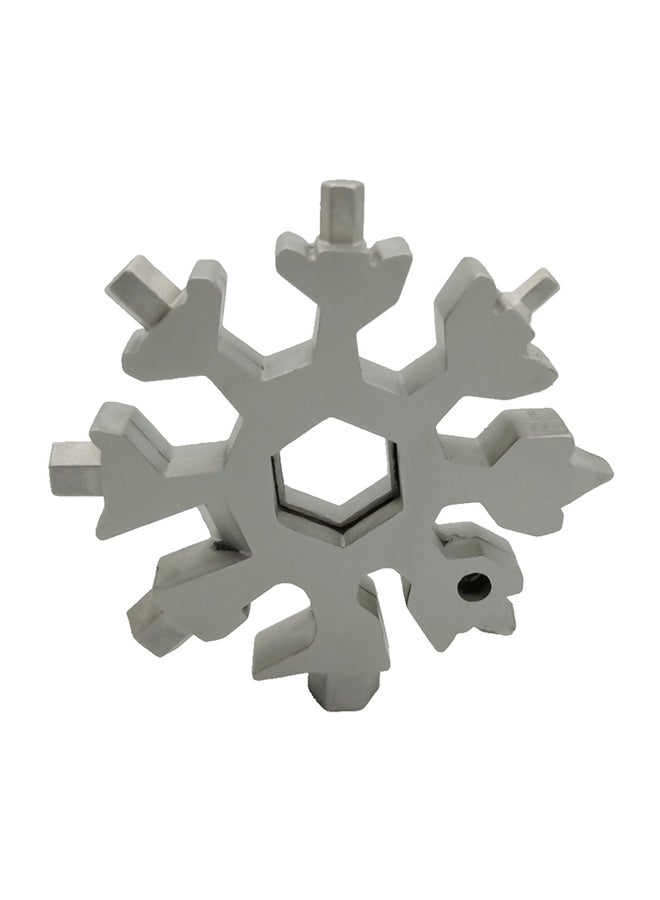 18 In 1 Snowflake Pocket Tool Spanner Wrench Tool Silver  - Image 1