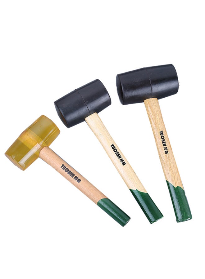 Rubber Mallet Dual Face Tile Hammer With Wooden Handle Black/Brown 34.50x 8.80x 14.60cm Black/Brown 34.50x 8.80x 14.60cm  - Image 2