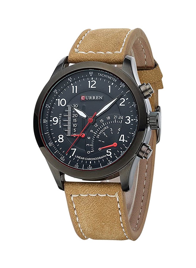 CURREN Men's Leather Analog Quartz Watch 8152 - 35 mm - Brown  - Image 1