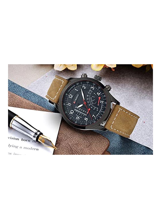 CURREN Men's Leather Analog Quartz Watch 8152 - 35 mm - Brown  - Image 3