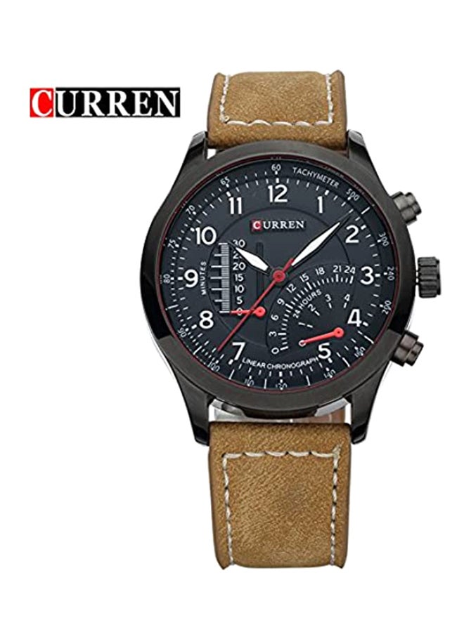 CURREN Men's Leather Analog Quartz Watch 8152 - 35 mm - Brown  - Image 4