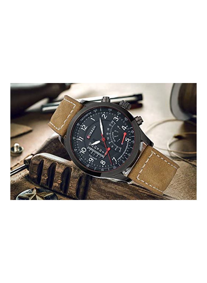 CURREN Men's Leather Analog Quartz Watch 8152 - 35 mm - Brown  - Image 5