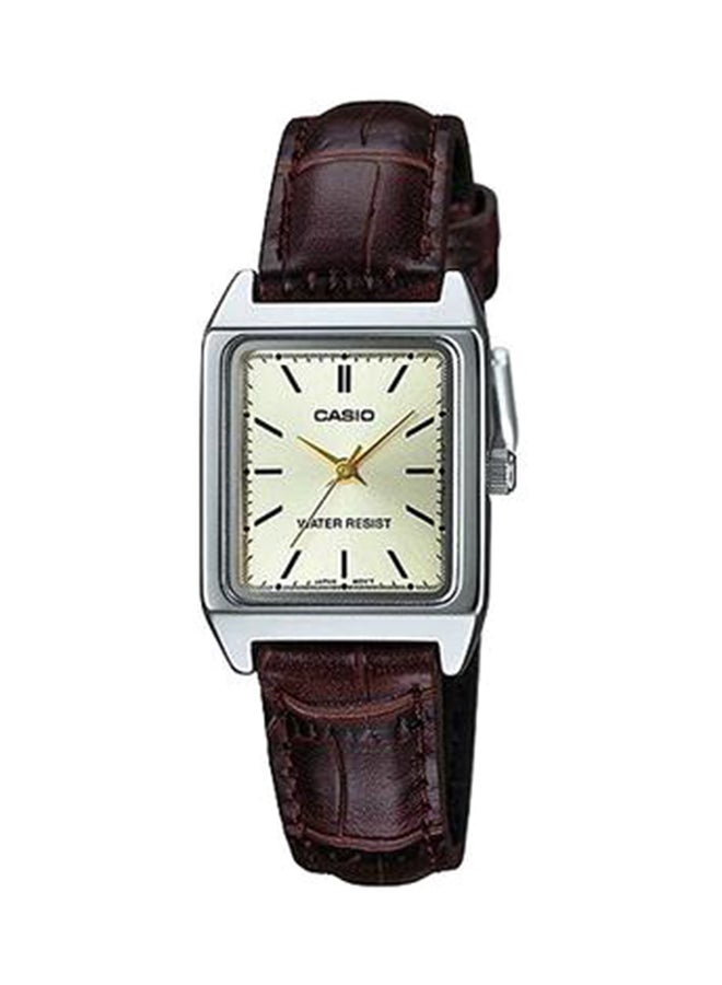 Women's Leather BAnd Analog Watch LTP-V007L-9E - 31 mm - Brown