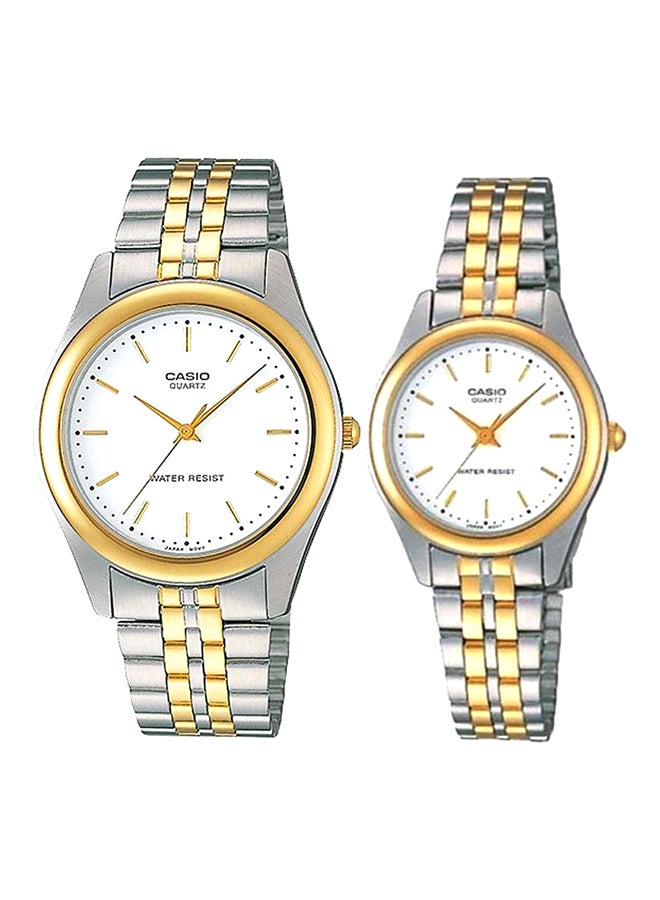 CASIO Water Resistant Stainless Steel Analog Couple Watch Set MTP/LTP-1129G-7A - Image 1