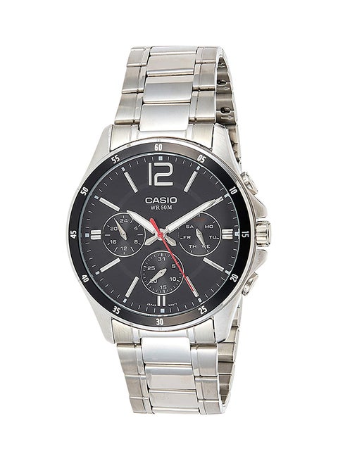 Men's Metal Analog Wrist Watch MTP-1374D-1AVDF - 44 mm - Silver