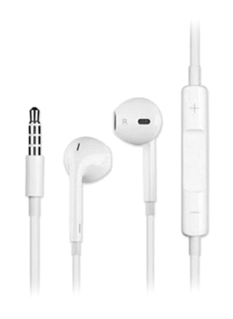 سماعة أذن داخلية سلكية مع ميكروفون أبيض