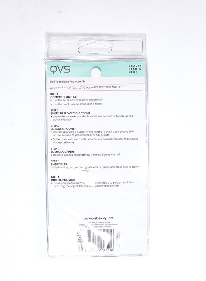 QVS - 6-Piece Nail Technician Pedicure Set Black/Beige/Silver 9.5x1.5x15cm - Image 1
