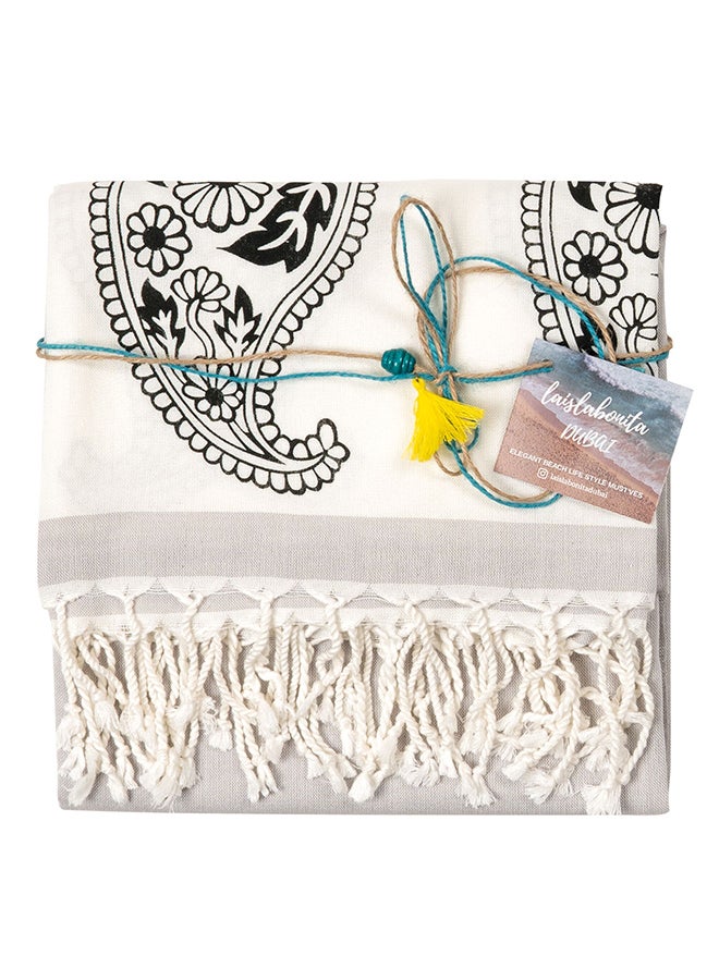 LAISLABONITA Turkish Cotton Pestemal Beach Towel Moscow Grey 90x180cm  - Image 1