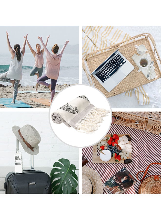 LAISLABONITA Turkish Cotton Pestemal Beach Towel Moscow Grey 90x180cm  - Image 4