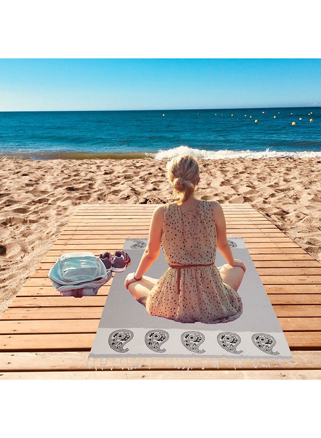LAISLABONITA Turkish Cotton Pestemal Beach Towel Moscow Grey 90x180cm  - Image 5