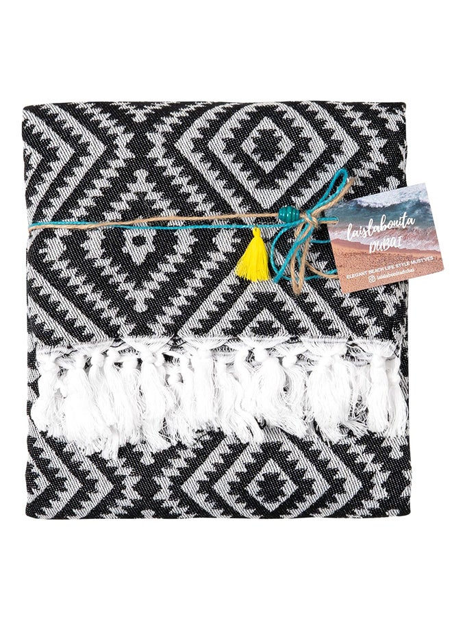LAISLABONITA Turkish Cotton Pestemal Beach Towel Stockholm Black 100x180cm  - Image 1