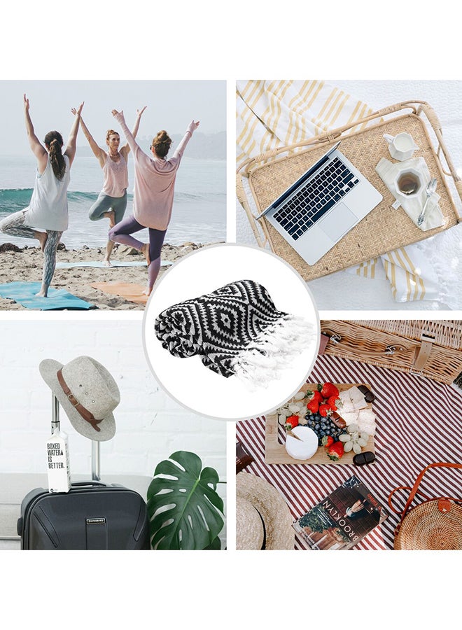 LAISLABONITA Turkish Cotton Pestemal Beach Towel Stockholm Black 100x180cm  - Image 4