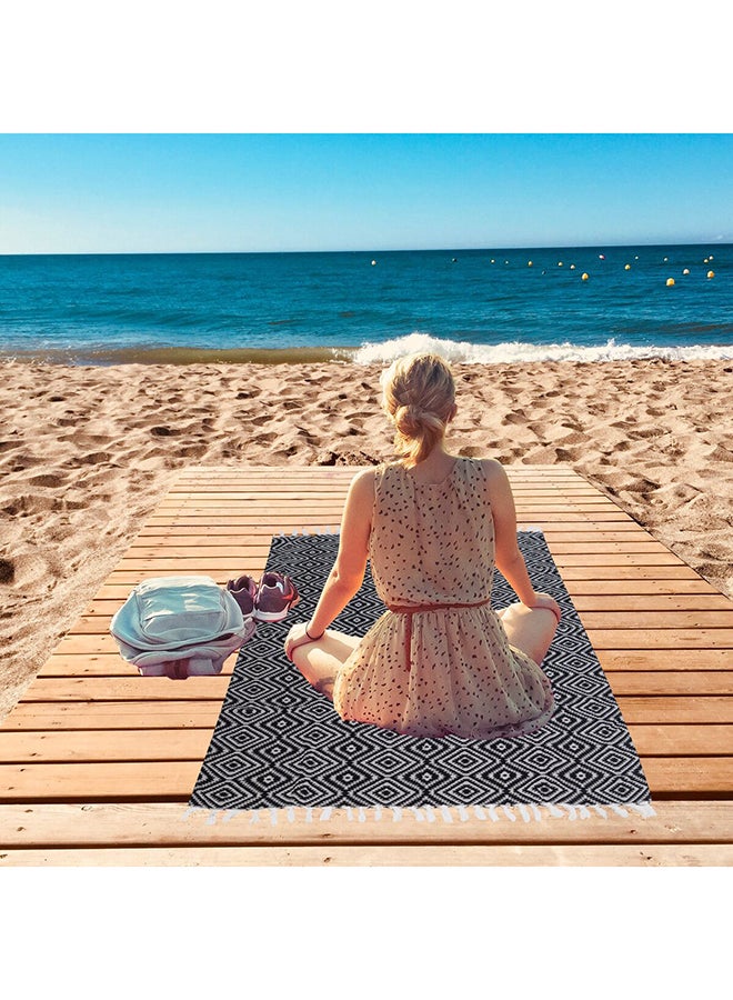 LAISLABONITA Turkish Cotton Pestemal Beach Towel Stockholm Black 100x180cm  - Image 5