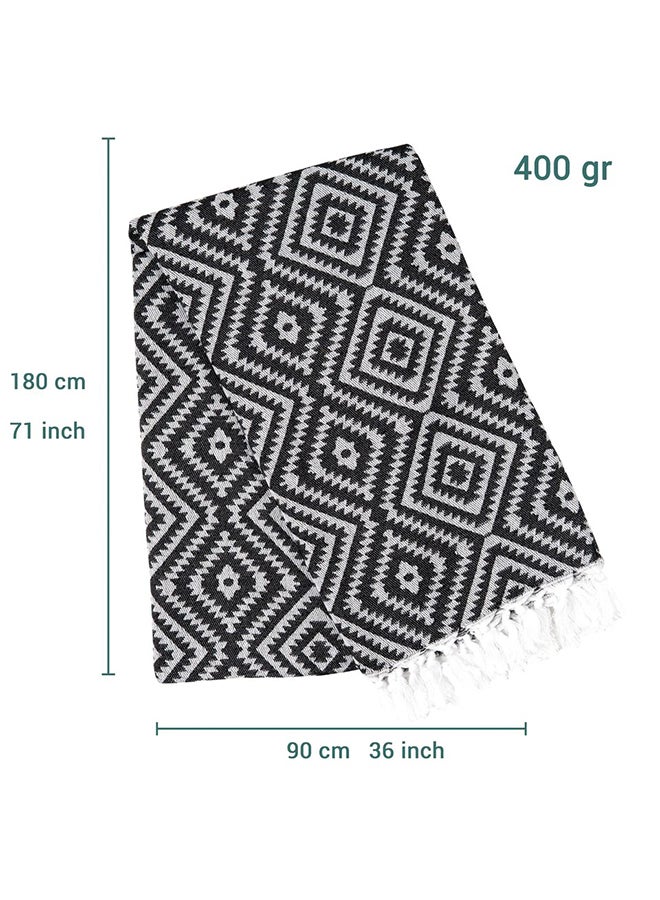 LAISLABONITA Turkish Cotton Pestemal Beach Towel Stockholm Black 100x180cm  - Image 2