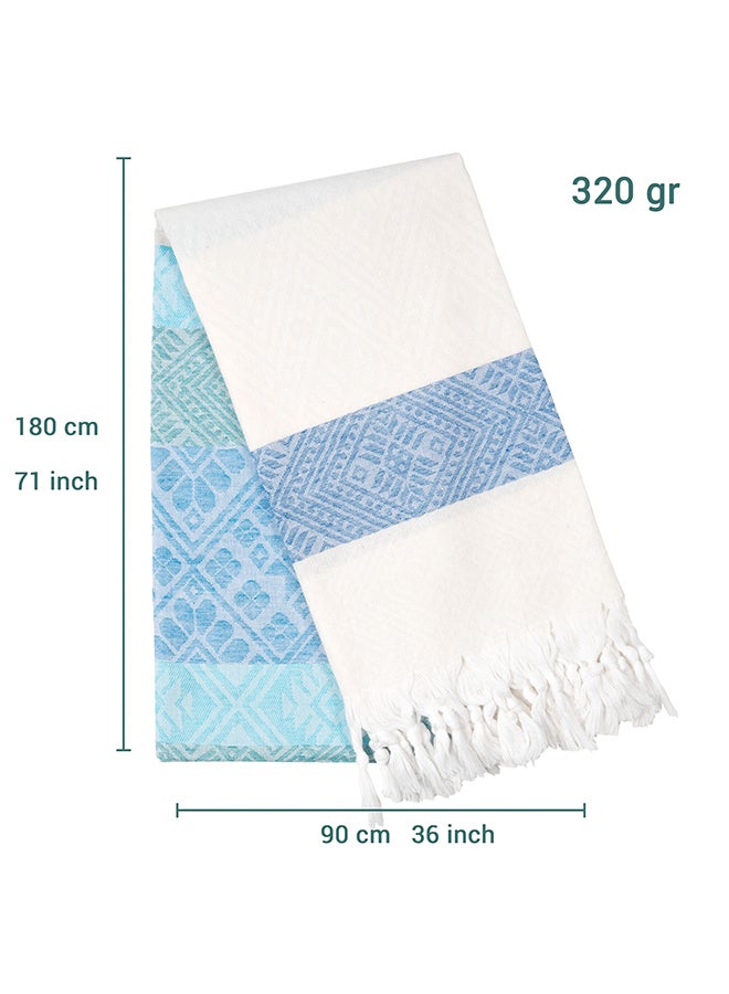 LAISLABONITA Turkish Cotton Pestemal Beach Towel Valensole Blue 100x180cm  - Image 2