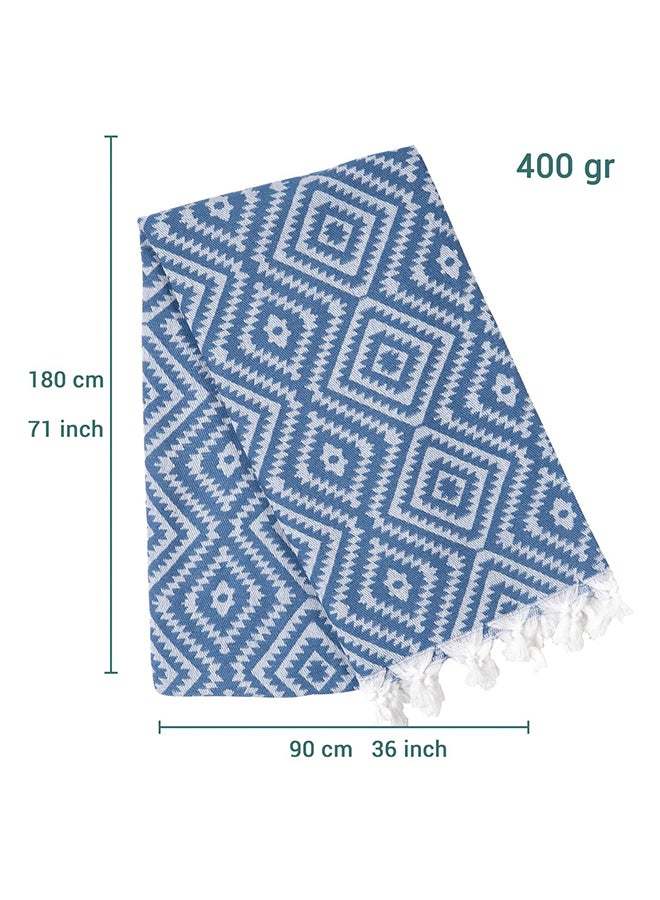 LAISLABONITA Turkish Cotton Pestemal Beach Towel Stockholm Blue 100x180cm  - Image 2