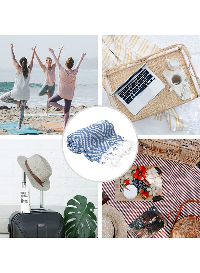 LAISLABONITA Turkish Cotton Pestemal Beach Towel Stockholm Blue 100x180cm  - Image 4