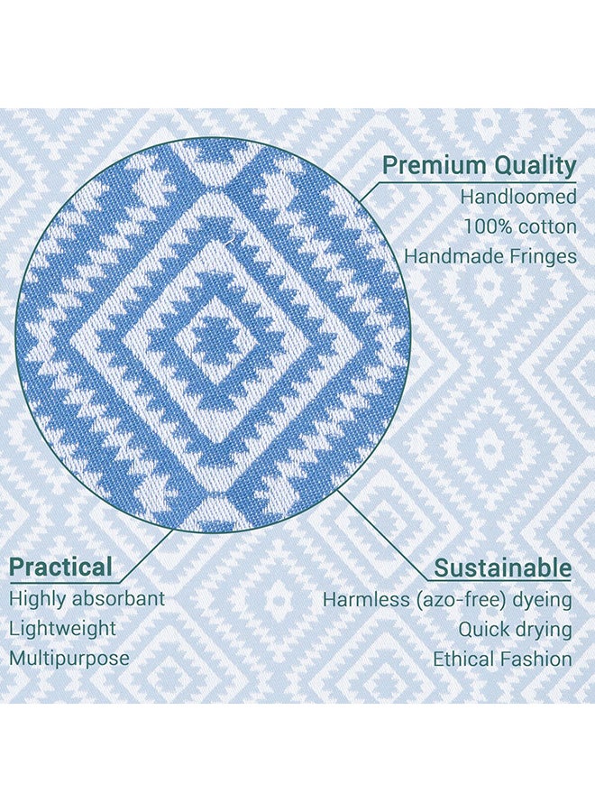 LAISLABONITA Turkish Cotton Pestemal Beach Towel Stockholm Blue 100x180cm  - Image 3