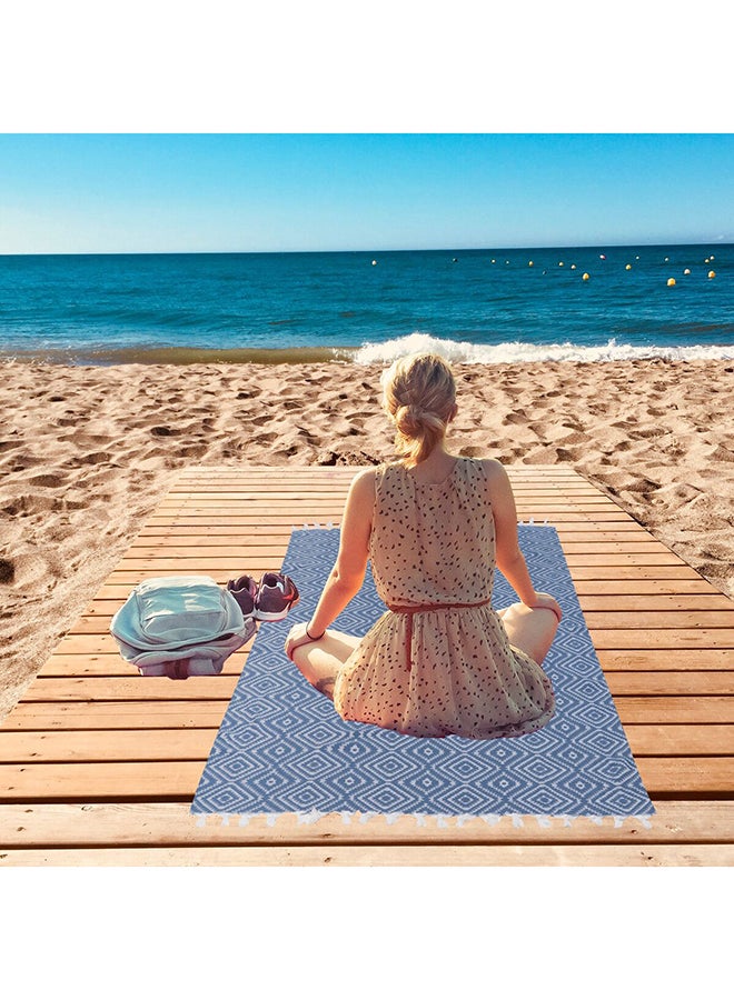 LAISLABONITA Turkish Cotton Pestemal Beach Towel Stockholm Blue 100x180cm  - Image 5