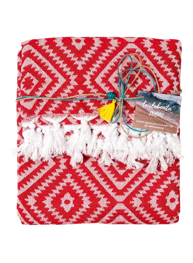 LAISLABONITA Turkish Cotton Pestemal Beach Towel Stockholm Red 100x180cm  - Image 1