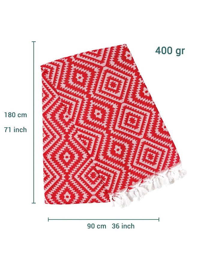 LAISLABONITA Turkish Cotton Pestemal Beach Towel Stockholm Red 100x180cm  - Image 2