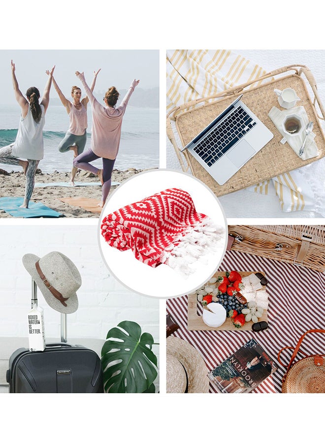 LAISLABONITA Turkish Cotton Pestemal Beach Towel Stockholm Red 100x180cm  - Image 4