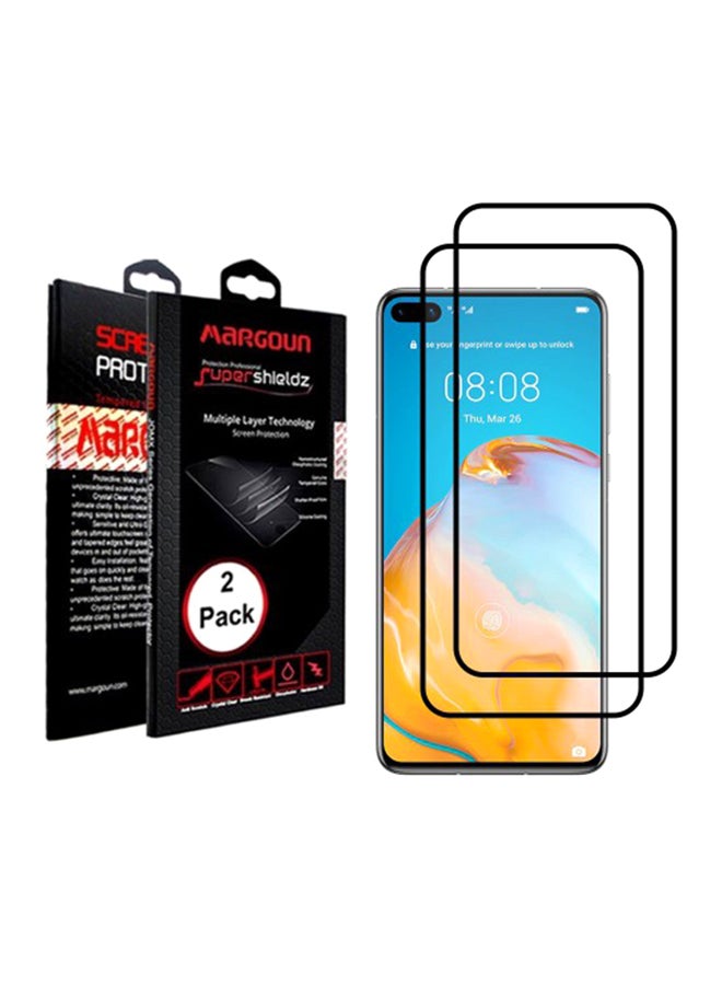 MARGOUN Pack Of 2 3D Screen Protector For Huawei P40 Pro Clear/Black