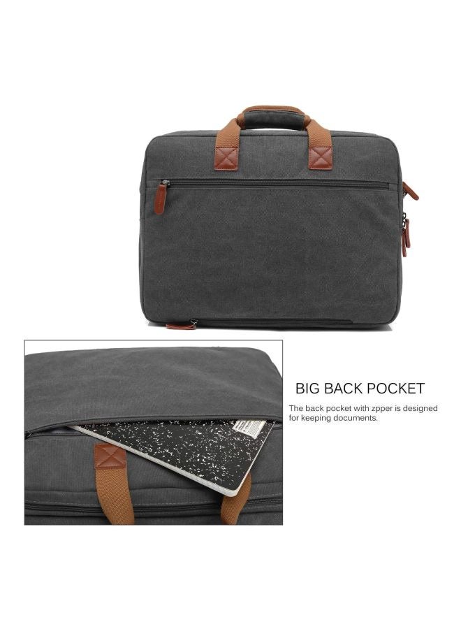 CoolBELL Canvas Briefcase Bag For 15.6 Inch Laptop Grey/Brown  - Image 2