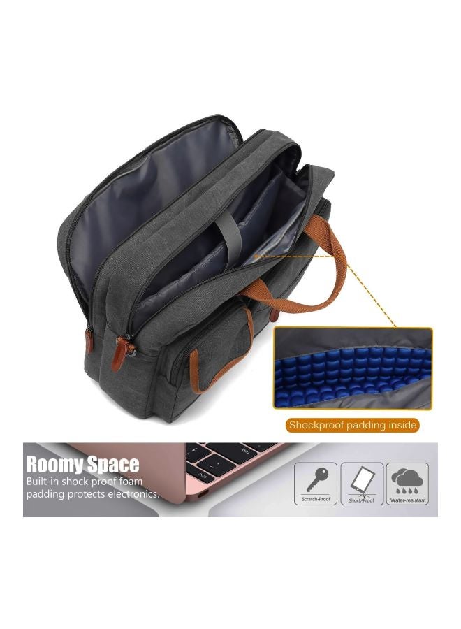CoolBELL Canvas Briefcase Bag For 15.6 Inch Laptop Grey/Brown  - Image 5