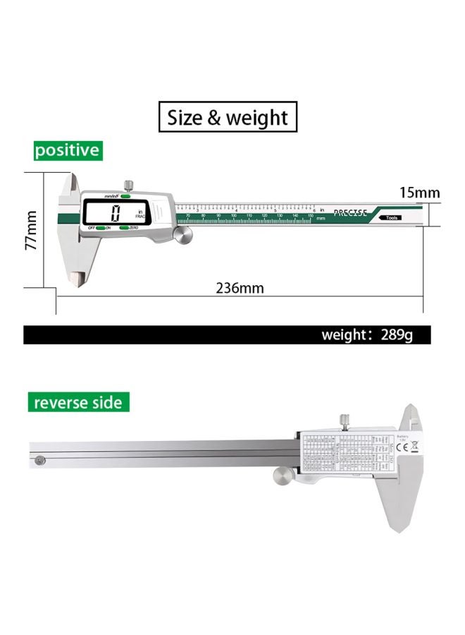 Electronic LCD Digital Display Slide Vernier Caliper Silver 24.2x2.7x9centimeter  - Image 4