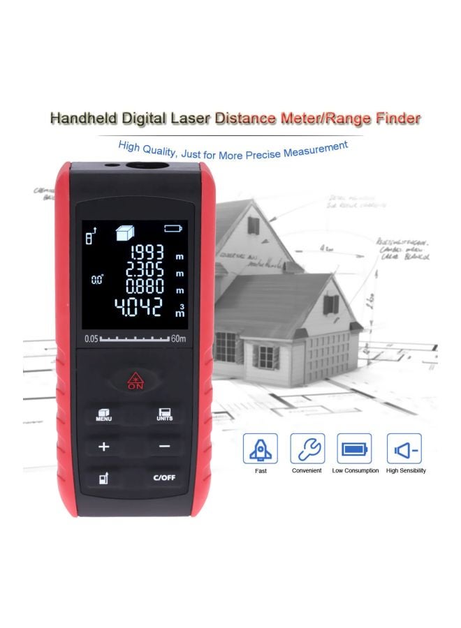 Handheld Digital Laser Distance Meter Black/Red 11.5x5x2.5cm  - Image 4