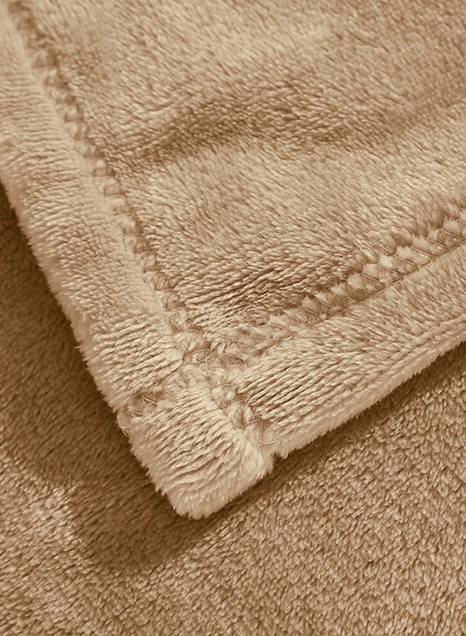 مون - بطانية ناعمة حجم كبير فلانيل بني 220x200سم - Image 1
