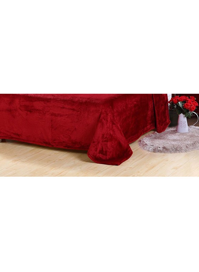 Moon 1 Piece Soft Carved Bed Blanket King Size Flannel Red 220x200cm  - Image 2