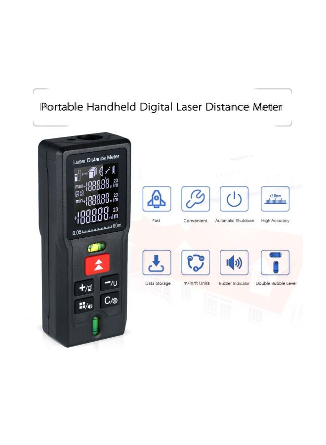 جهاز تحديد المدى الرقمي بالليزر محمول باليد مزود بشاشة LCD أسود 16.8x4.3x11.5سم  - Image 4