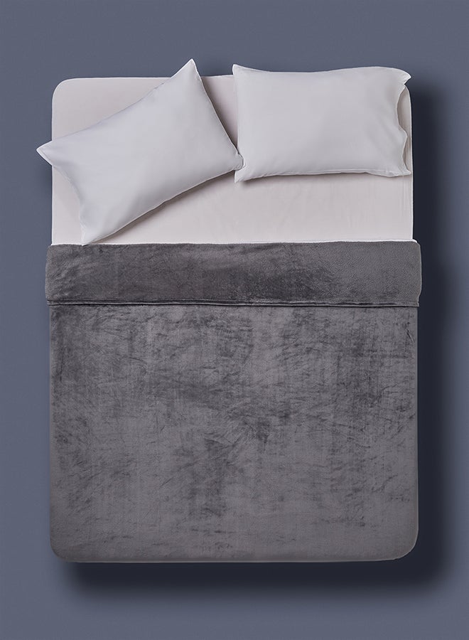 Ultra Soft Flannel Fleece Blanket/Throw Dark Grey King