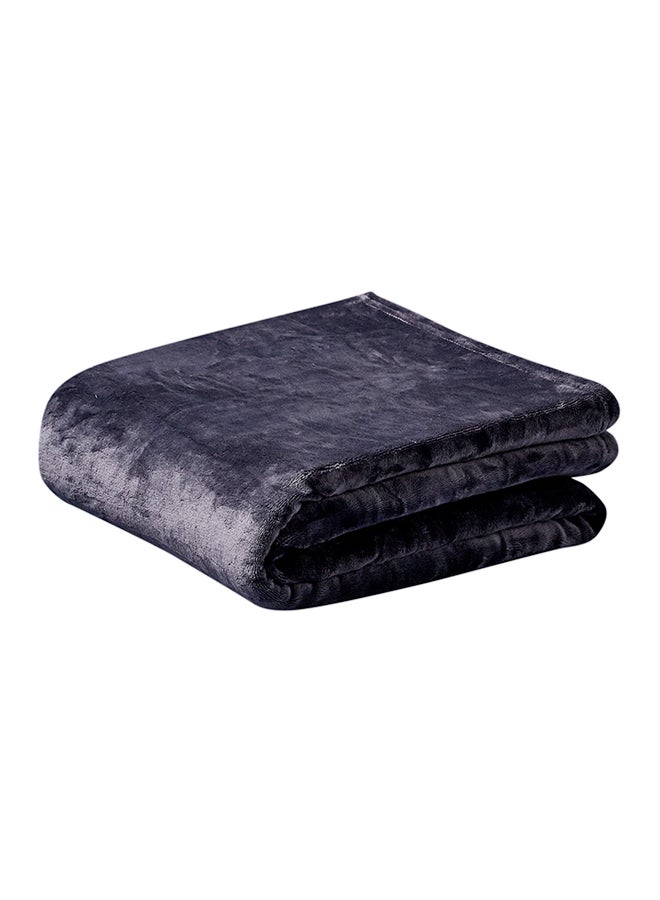 Ultra Soft Flannel Fleece Blanket/Throw Dark Grey King