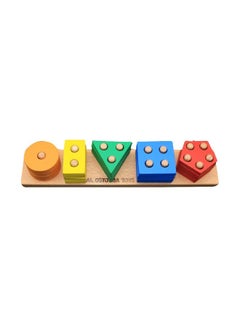 al ostoura toys 21-Piece Beech Wood Five Column Shape Matching Playset  - Image 1