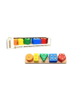al ostoura toys 21-Piece Beech Wood Five Column Shape Matching Playset  - Image 2